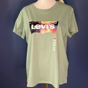 Levi's- woman's water scene tee, mint green, 100% cotton,